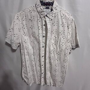 Denim & Flower White Casual Slim Fit Button Down Shirt